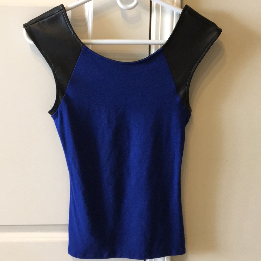 Express Blue and black tank top